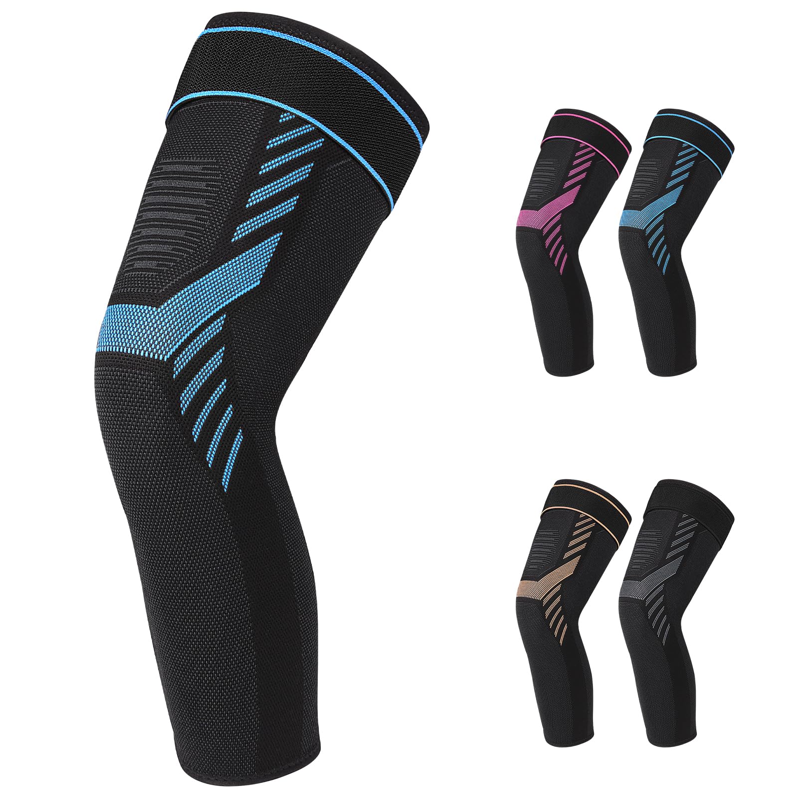 Compression Knee Sleeve with Straps β Blue, Large