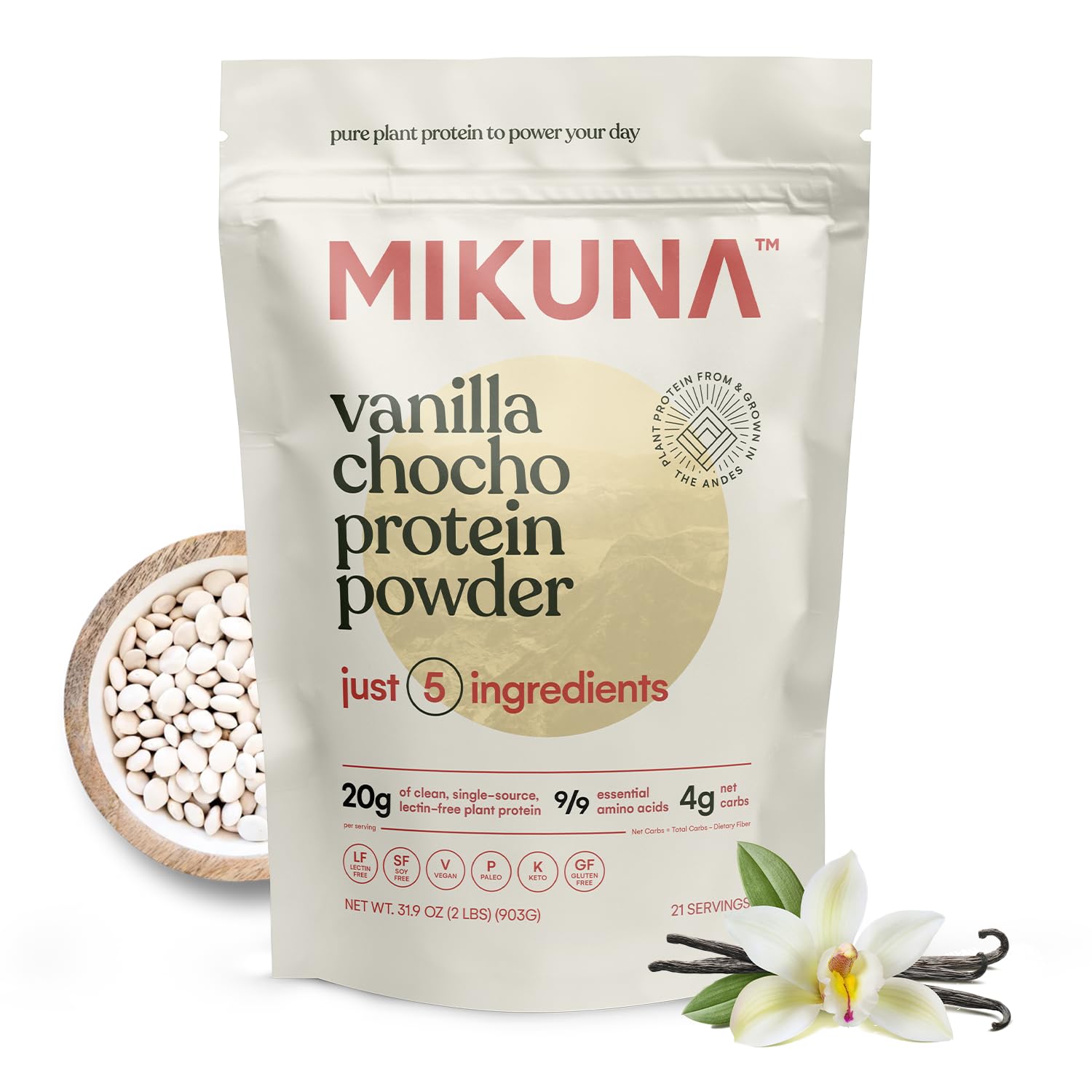 Mikuna Vegan Protein Powder — Vanilla, 21 Servings