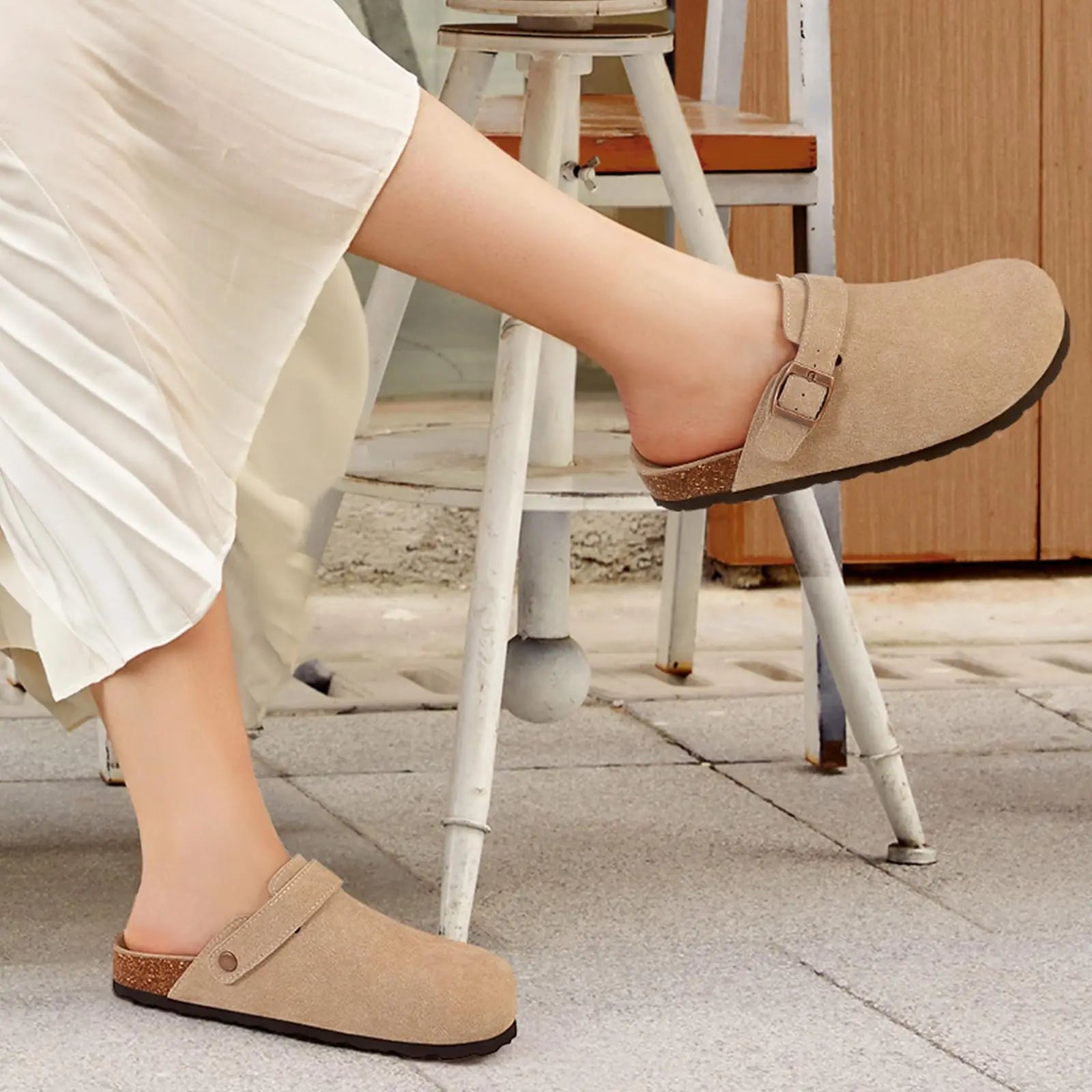Men's Suede Cork Slip-On Mules
