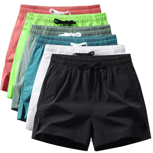 Men's ice silk quick-dry athletic shorts with drawstring waist