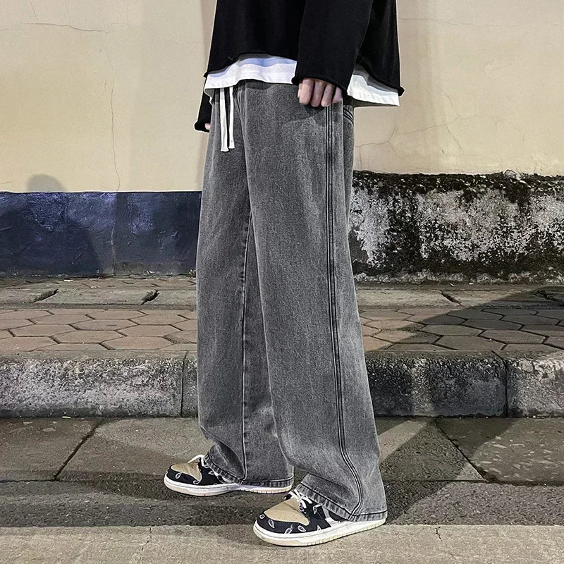 Streetwear Baggy Jeans — Wide-Leg Denim Trousers, Harajuku Style