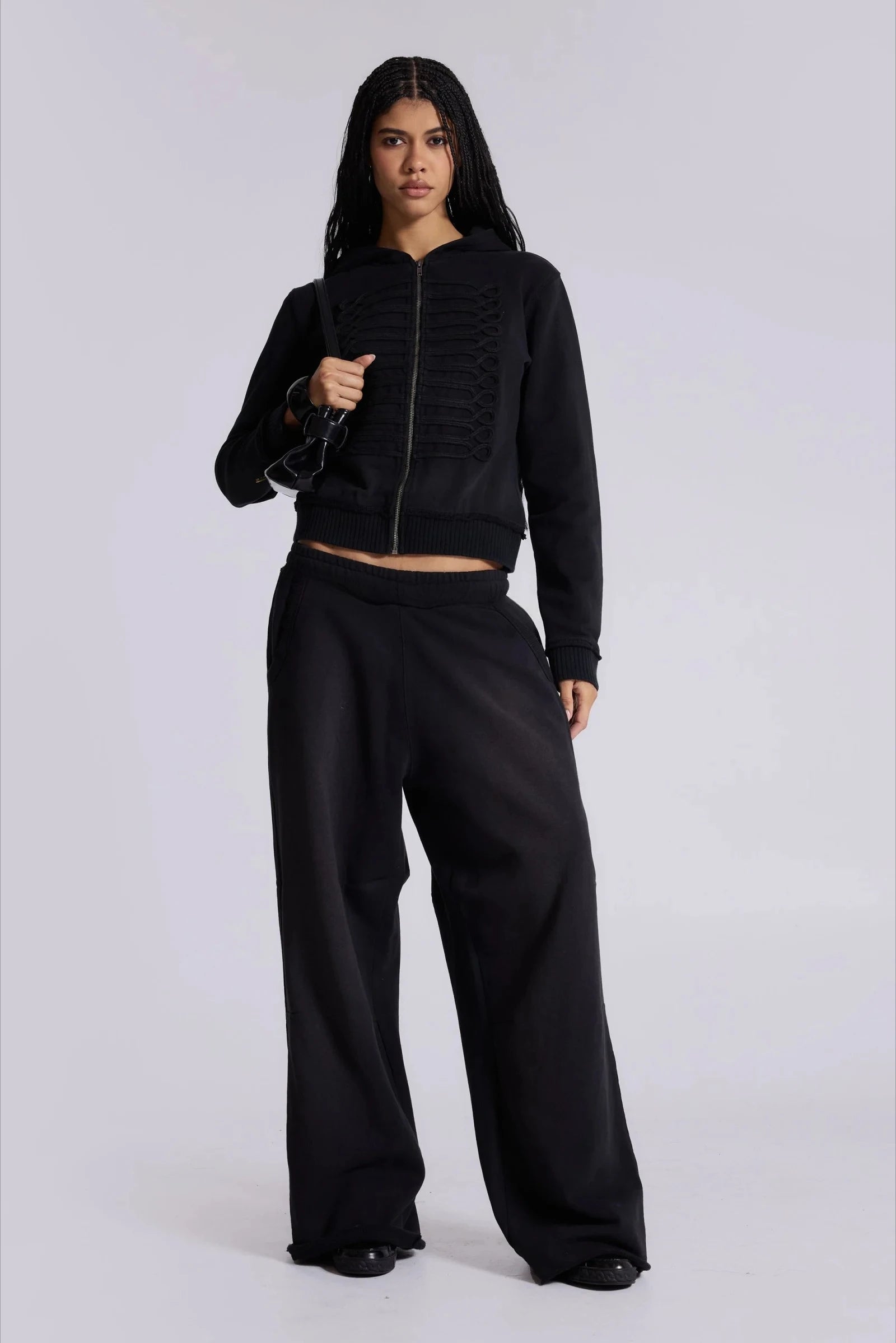 Black Baggy Wide-Leg Joggers — Oversized Streetwear Sweatpants