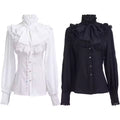 Women's Vintage Ruffle Collar Fitted Shirt