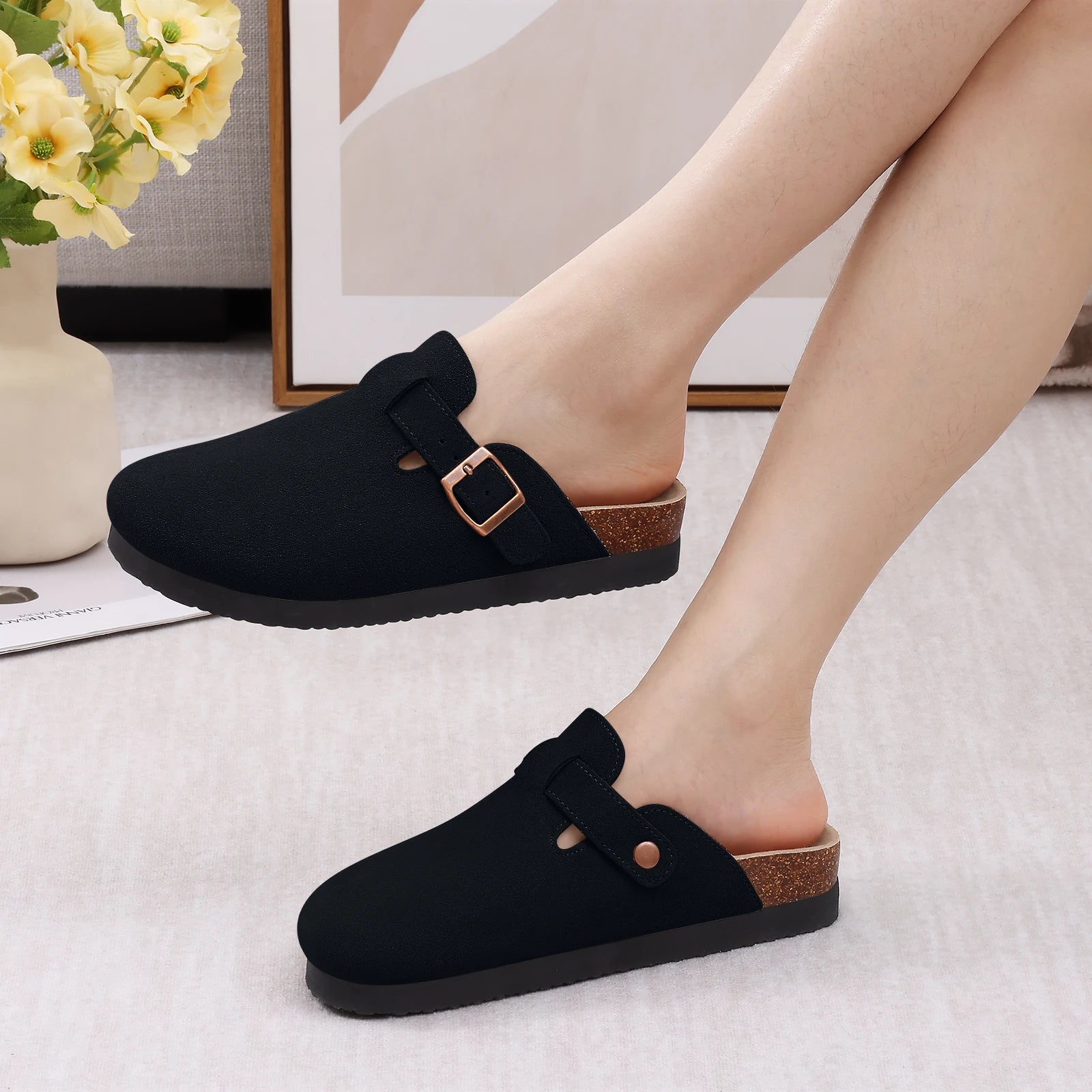 Men's Suede Cork Slip-On Mules