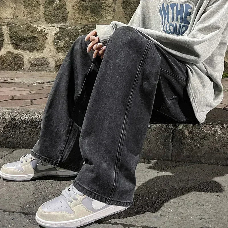 Streetwear Baggy Jeans — Wide-Leg Denim Trousers, Harajuku Style