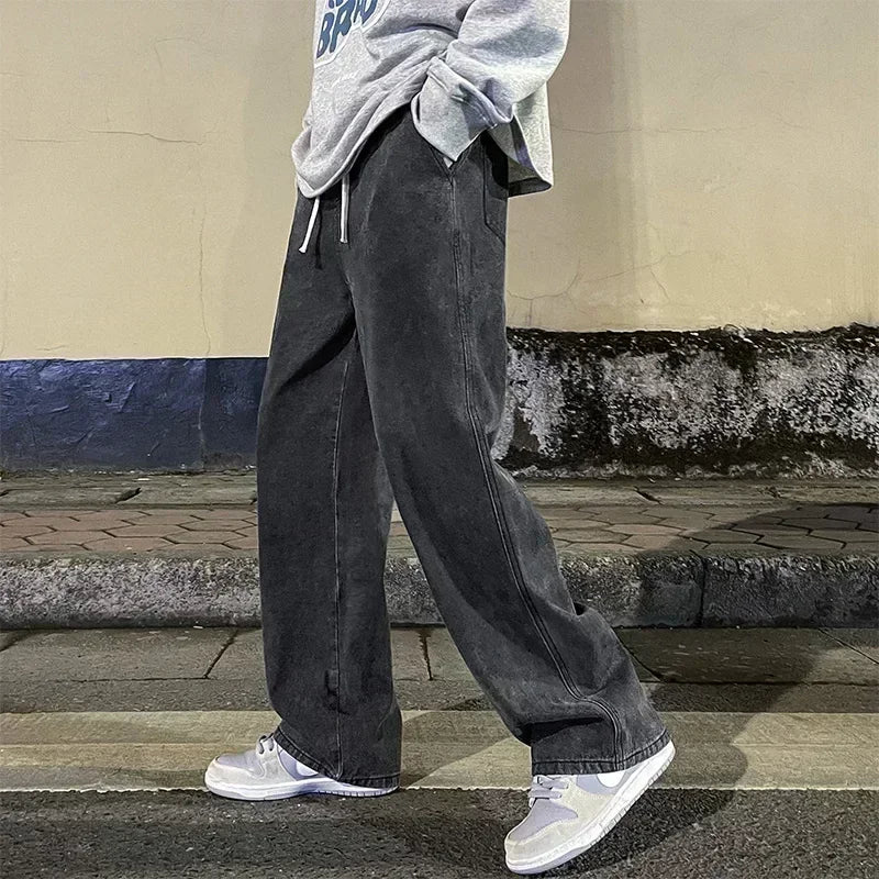 Streetwear Baggy Jeans — Wide-Leg Denim Trousers, Harajuku Style