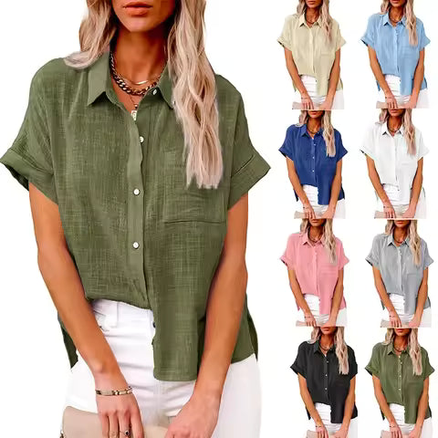 Women's Cotton Linen Popover Top