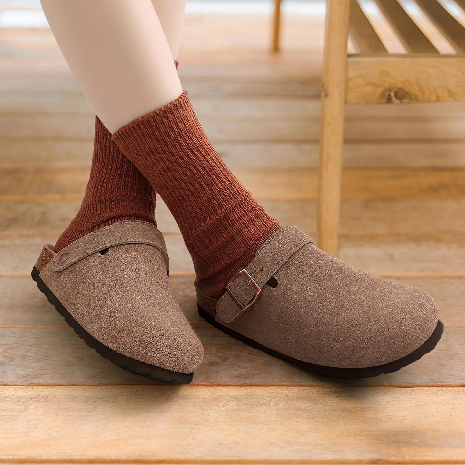 Men's Suede Cork Slip-On Mules