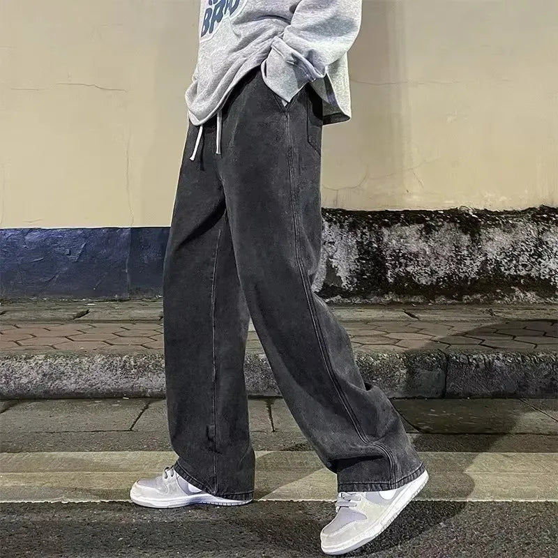 Streetwear Baggy Jeans — Wide-Leg Denim Trousers, Harajuku Style