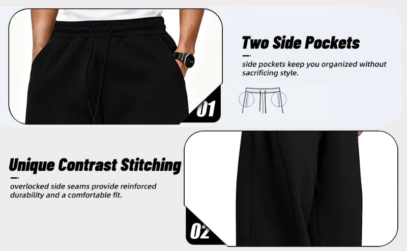 Black Baggy Wide-Leg Joggers — Oversized Streetwear Sweatpants