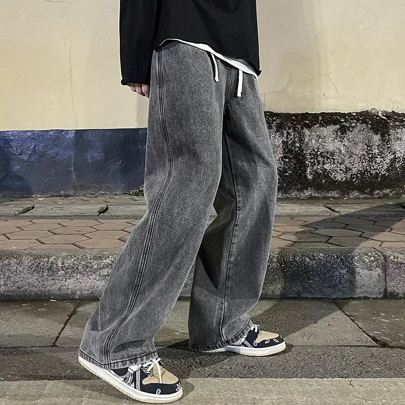 Streetwear Baggy Jeans — Wide-Leg Denim Trousers, Harajuku Style