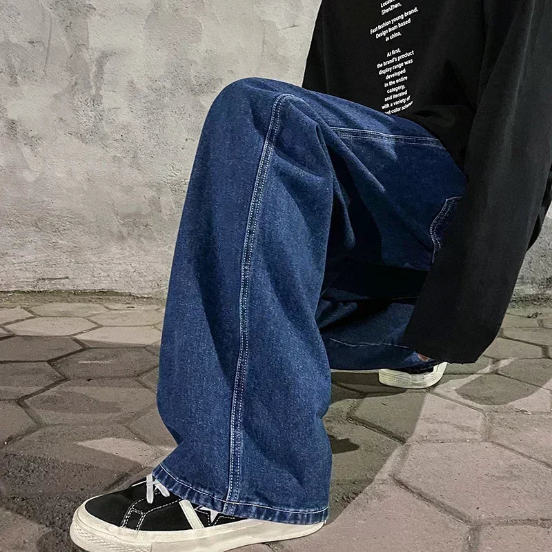 Streetwear Baggy Jeans — Wide-Leg Denim Trousers, Harajuku Style