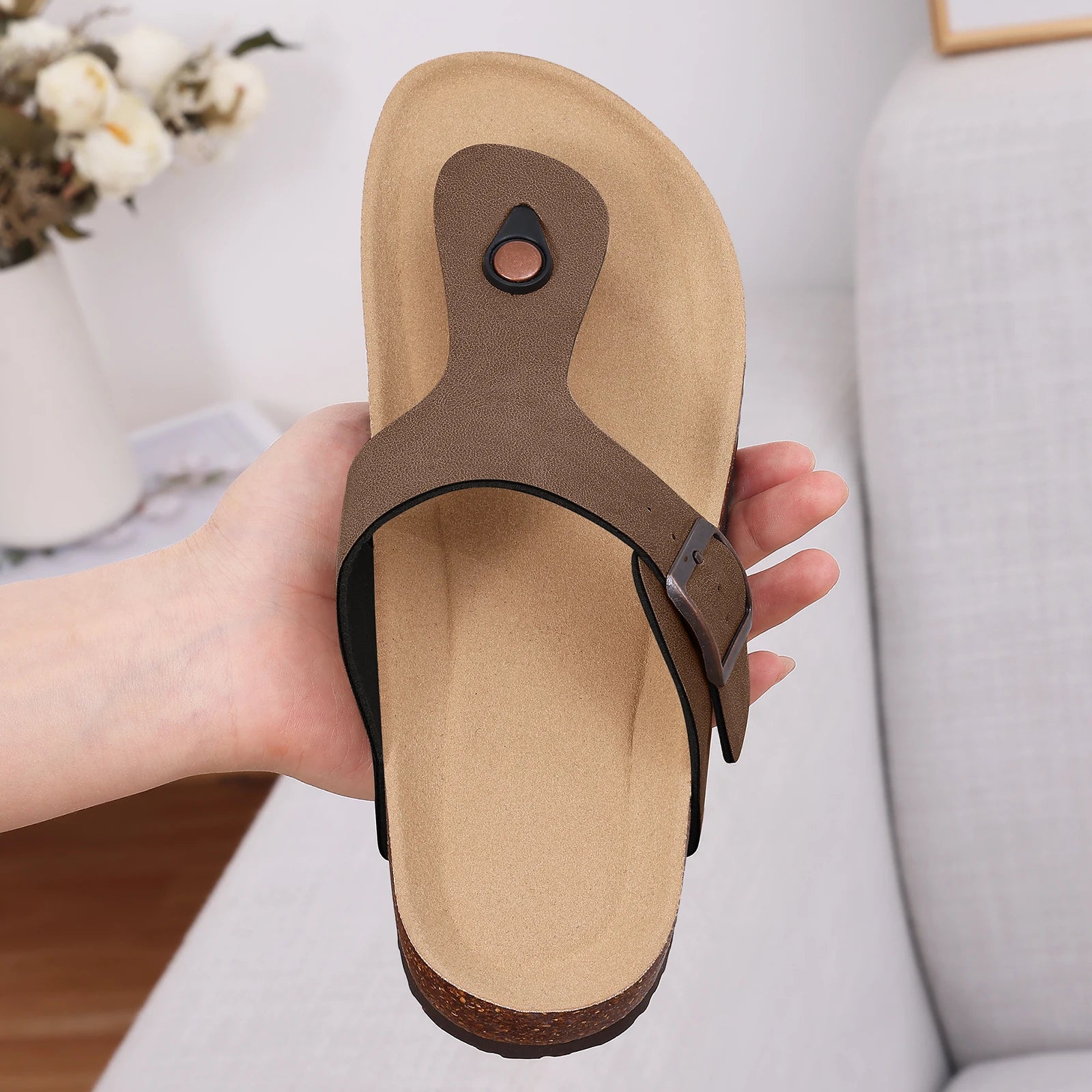 Men's Suede Cork Slip-On Mules