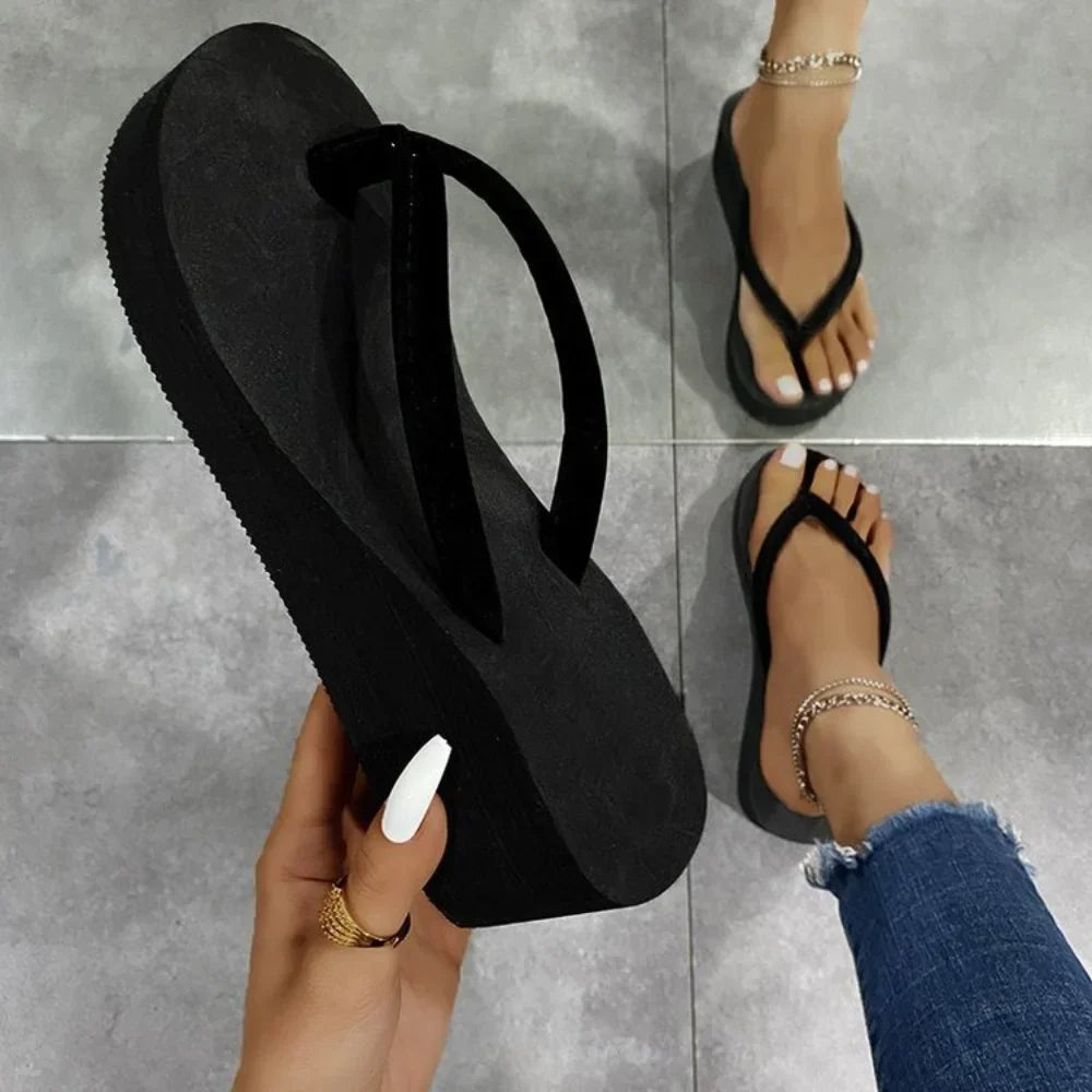 Women's wedge slide slippers with memory foam cushioned sole