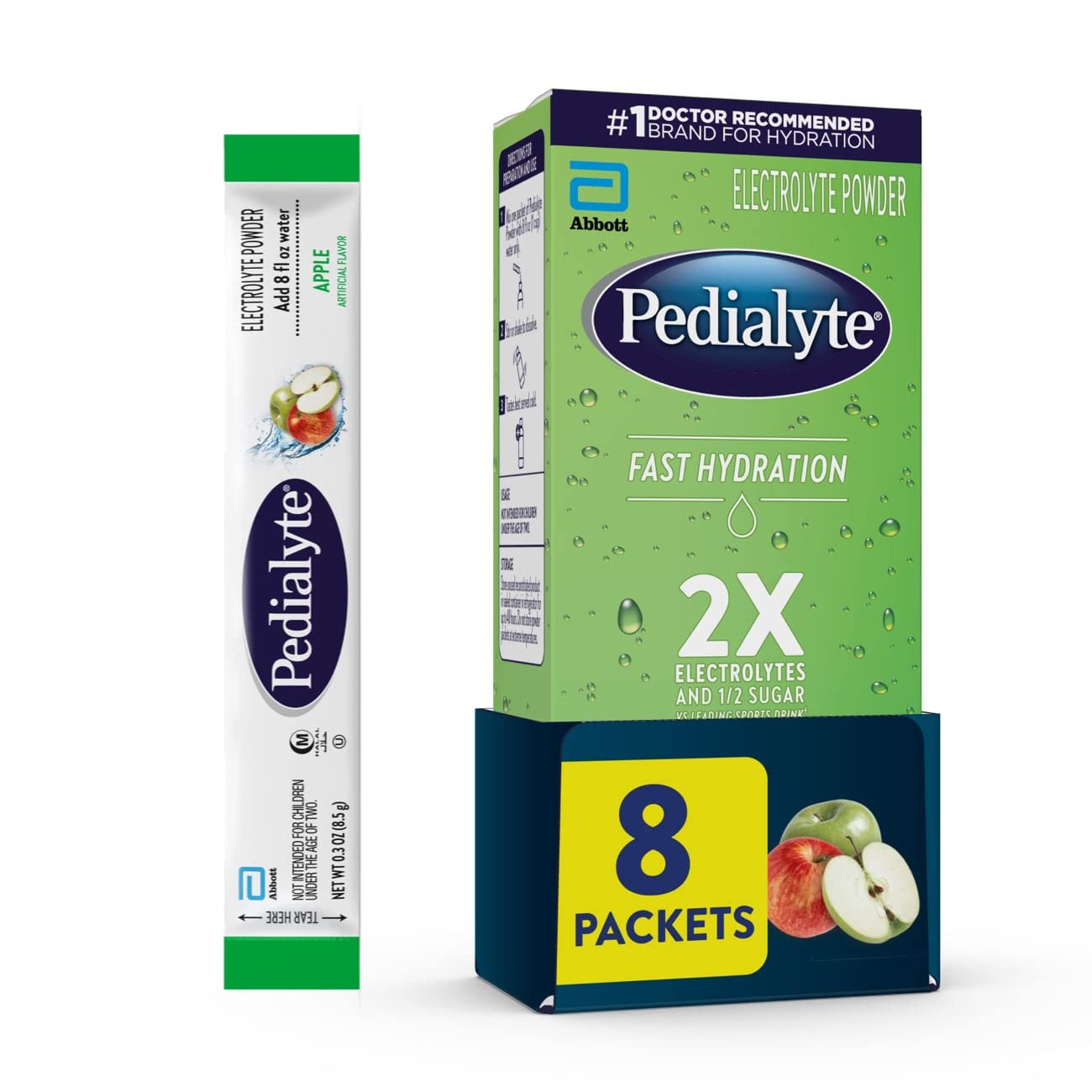Pedialyte Electrolyte Powder — Apple, 8 Packets