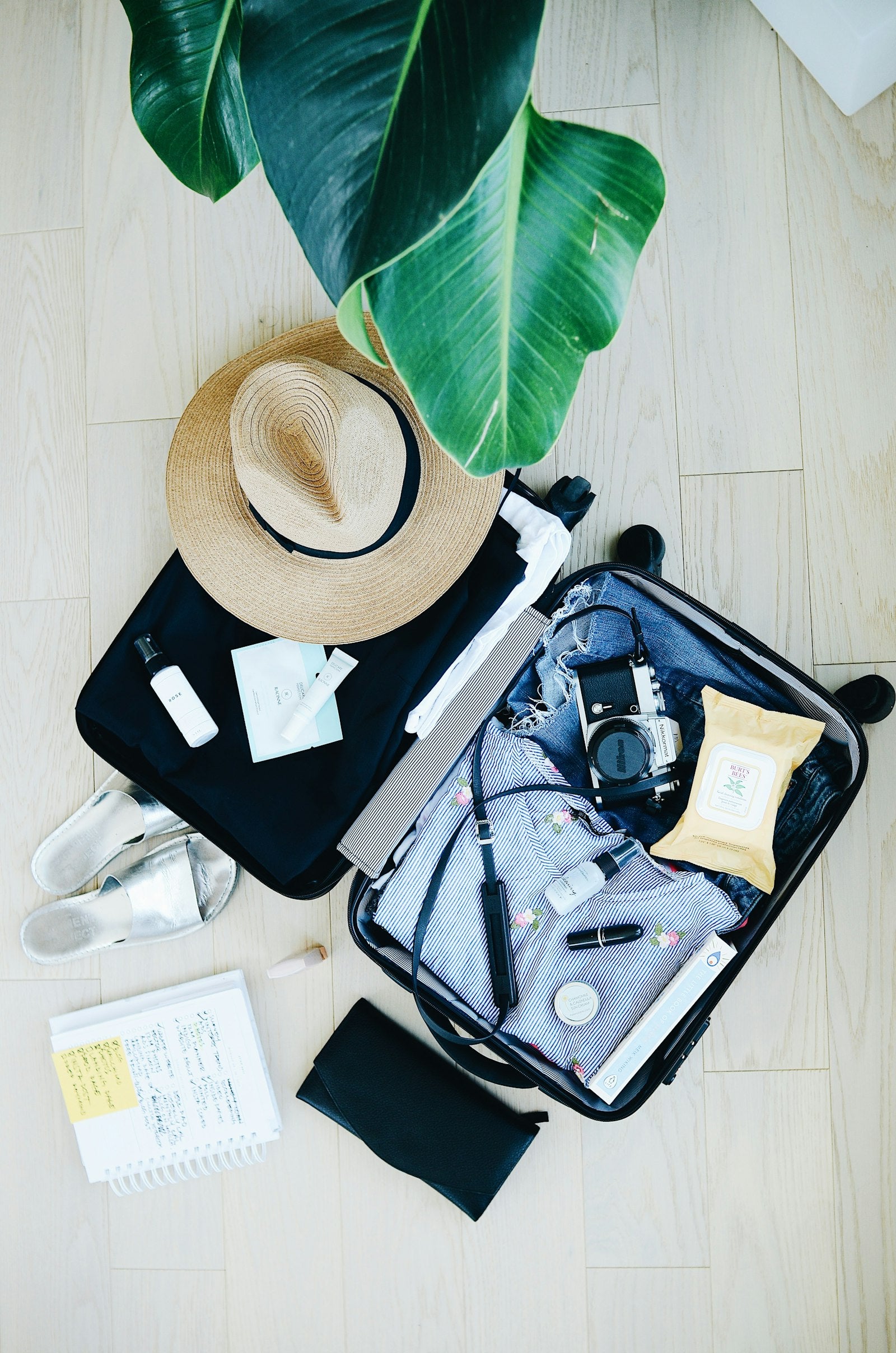 Organized suitcase with packing cubes