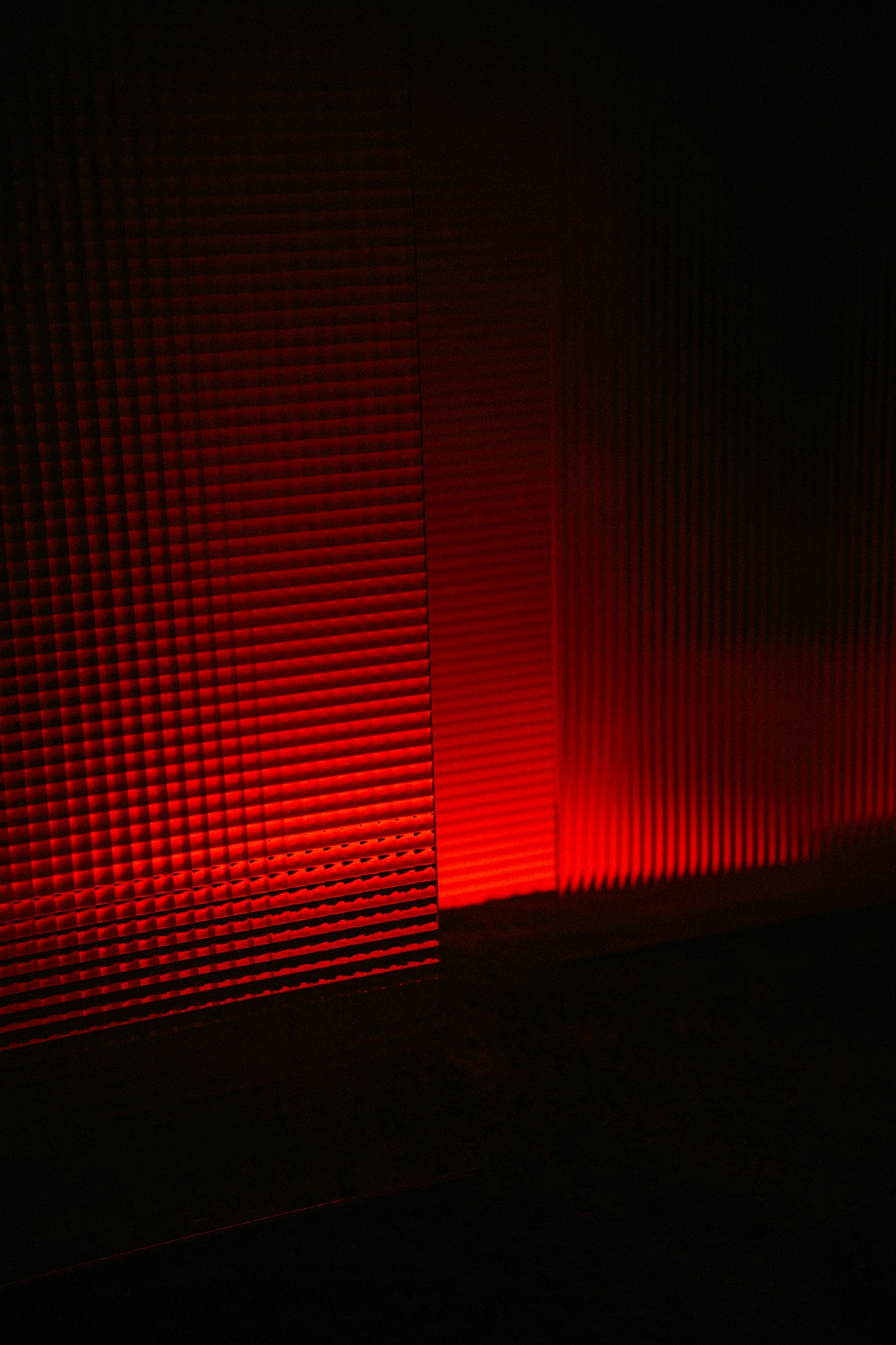 Red light therapy device glowing